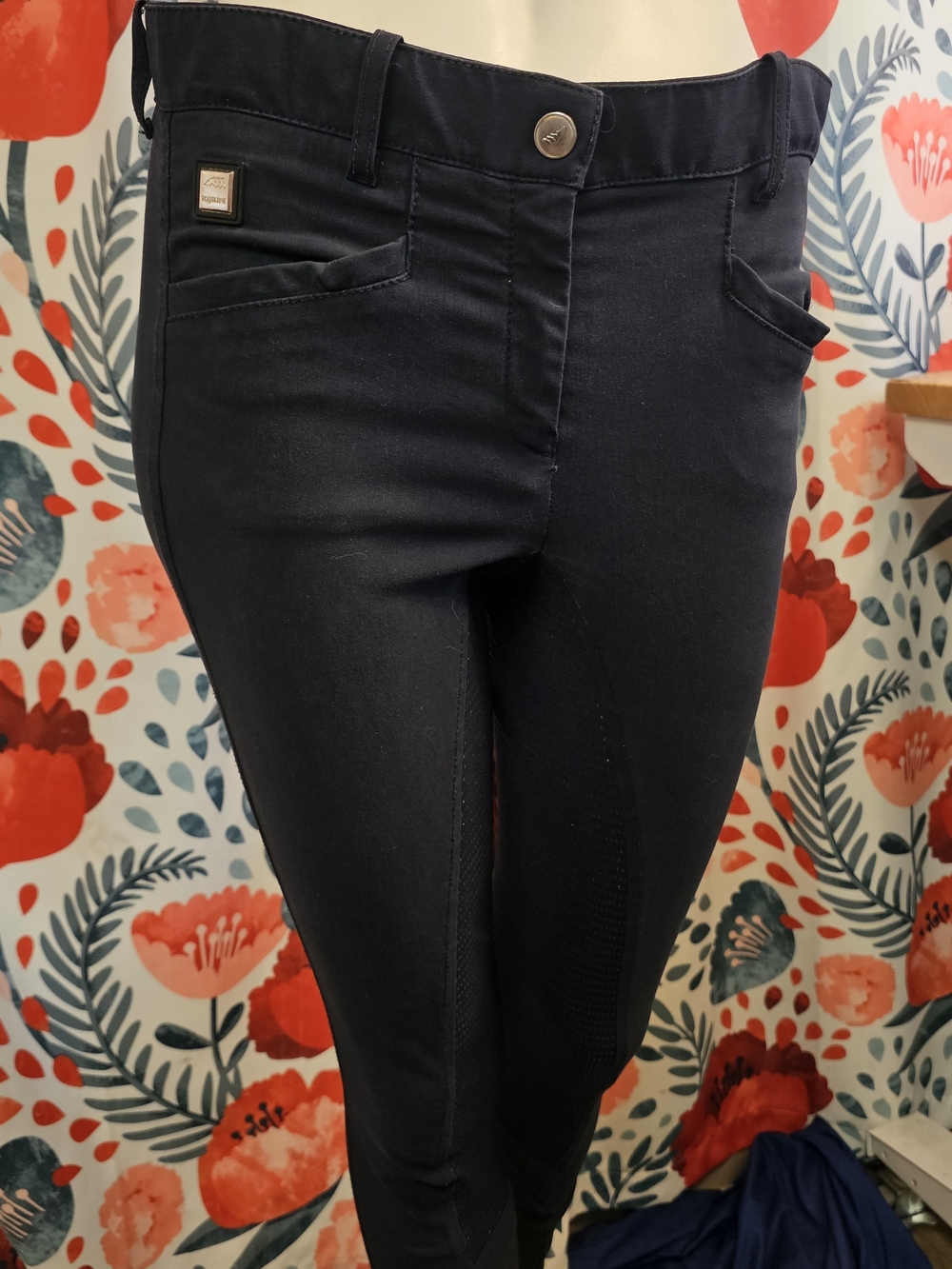 Equiline Women's Navy Riding Leggings with Knee Grip
